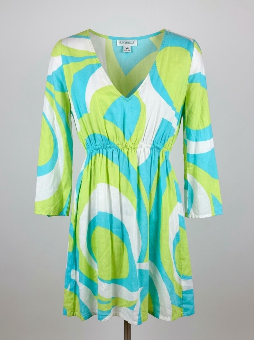 escapade Lime & Aqua V-Neck Empire Waist Dress